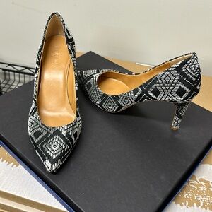 Black and White Woven JCrew Heels size 9